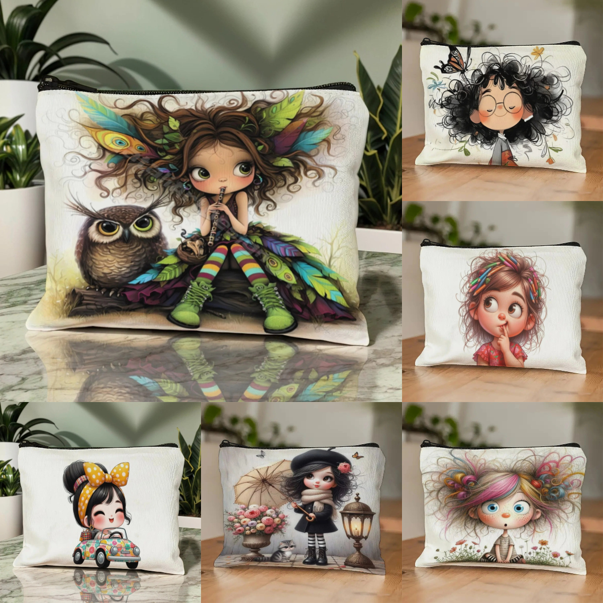 Travel Accessories Toiletries - Cartoon Girl Makeup Bag Zippered Toiletry