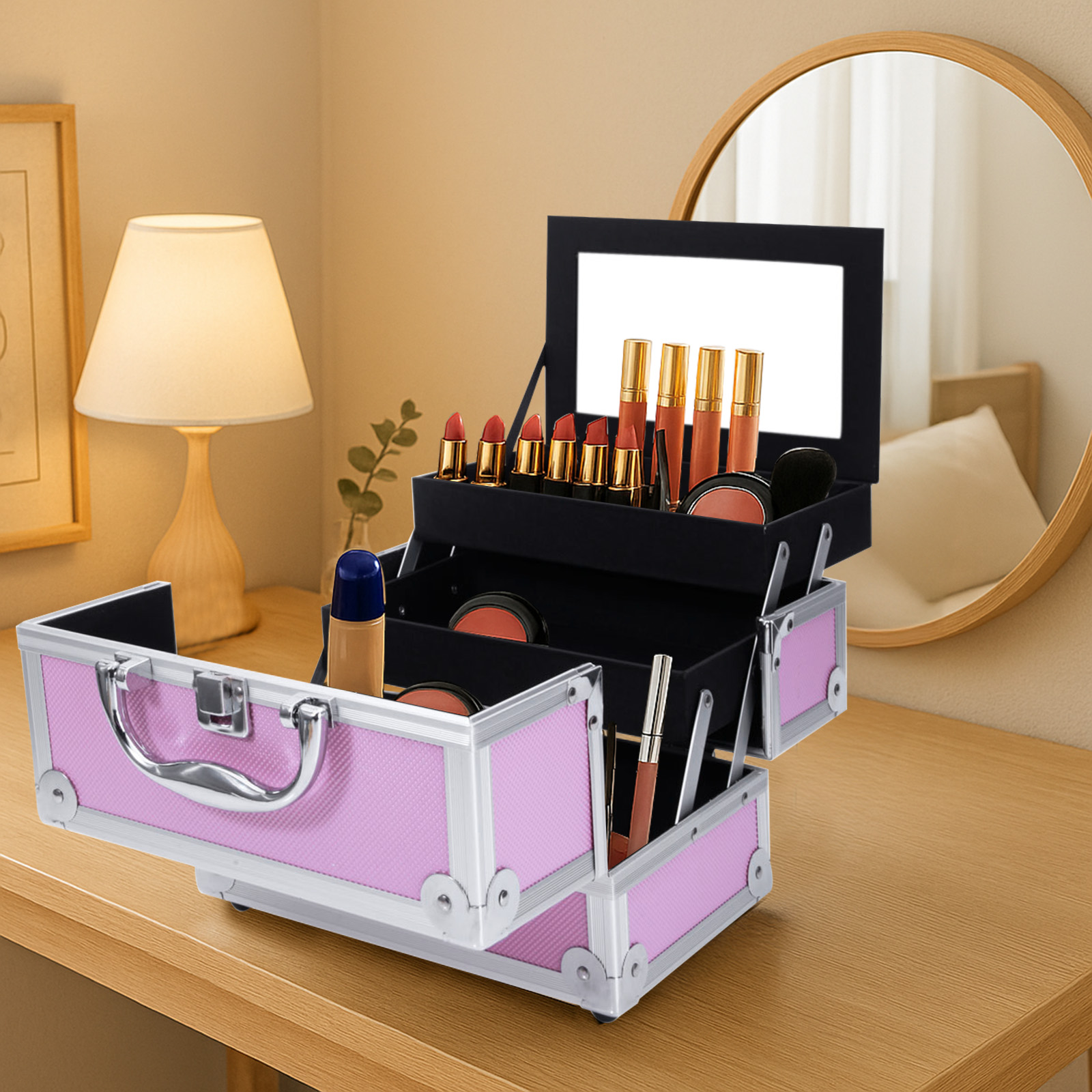 Pink Aluminum Alloy Makeup Cas – Travel Accessories Toiletries Bewertung und Preis