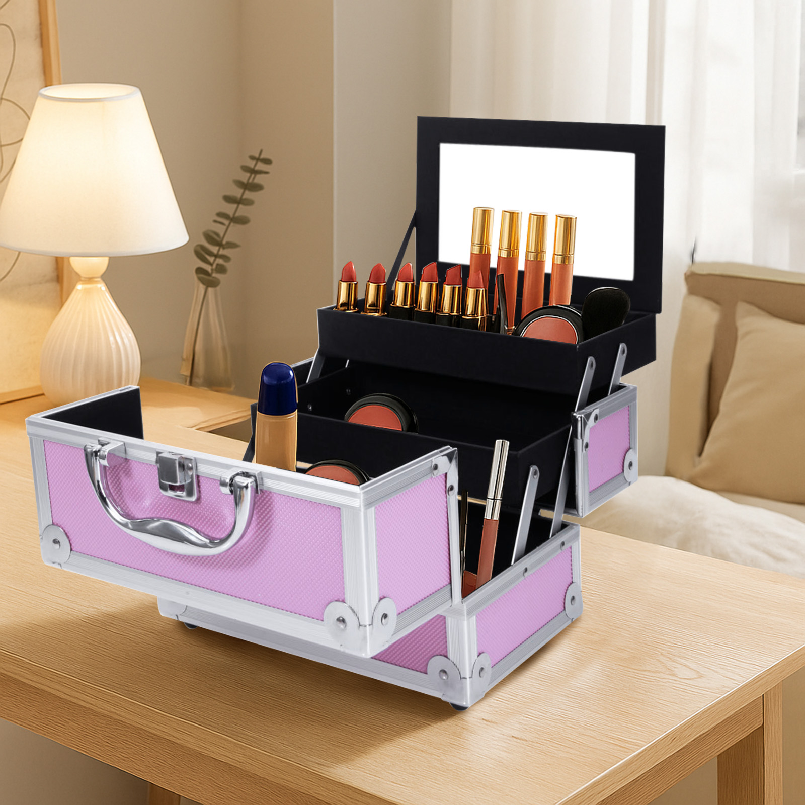 Pink Aluminum Alloy Makeup Cas – Travel Accessories Toiletries Bewertung und Preis