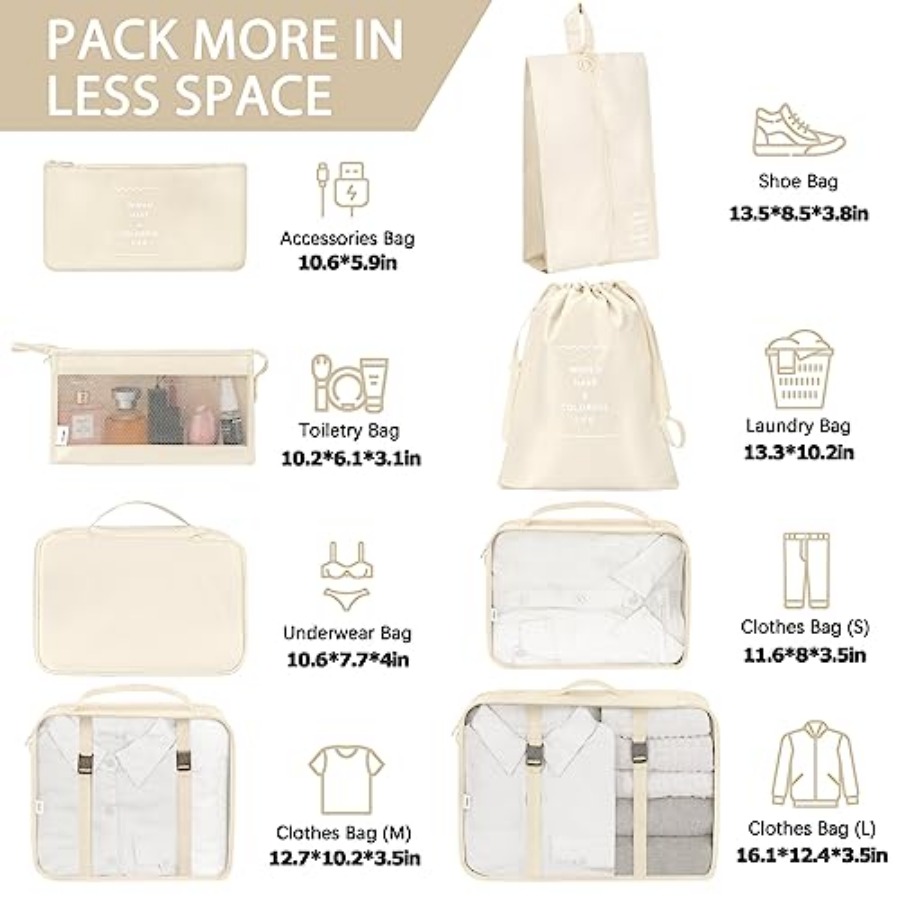 8 Set Packing Cubes for Travel – Travel Accessories Toiletries Bewertung und Preis